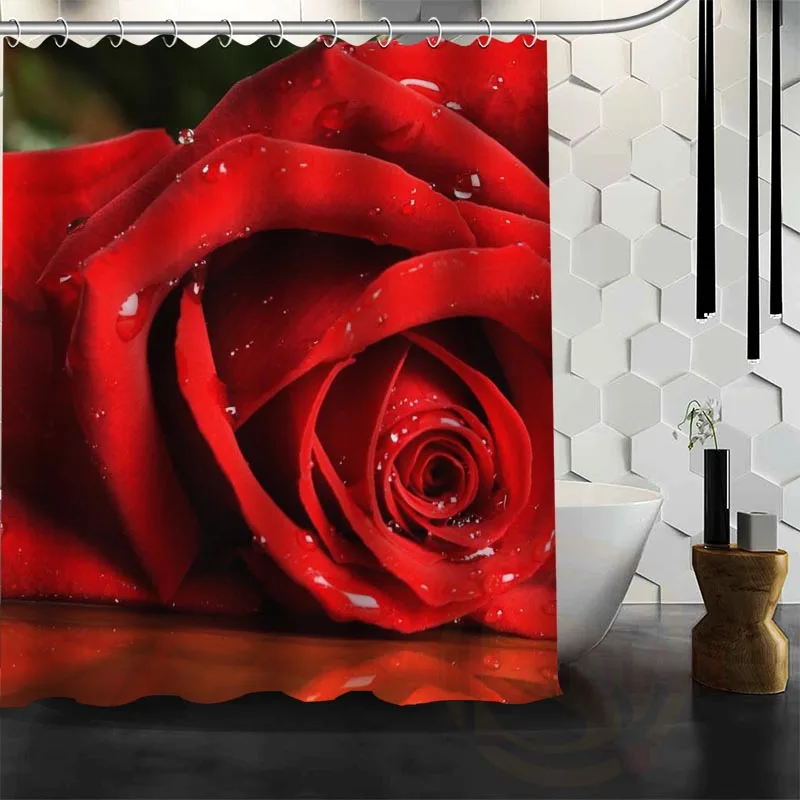 Лучшая Красивая занавеска для душа с красными розами и цветами ванной