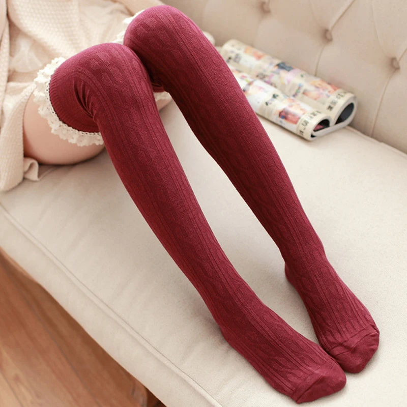 NIBESSER женские зимние кружевные теплые чулки выше колена с мозаикой Длинные