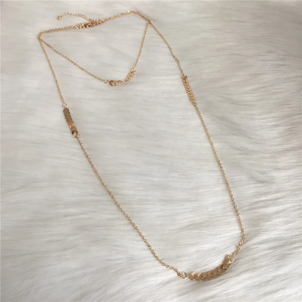 TRENDY WOMEN NECKLACE GOLD COLOR PLATING LONG CHAIN NECKLACE FOR WOMEN GIRL