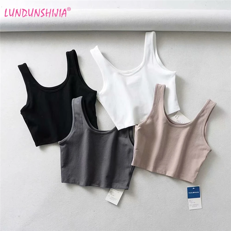 Летний топ LUNDUNSHIJIA 2019 сексуальный женский без рукавов с U образным вырезом