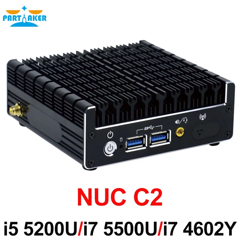 Причастником алюминиевый сплав безвентиляторный NUC мини ПК с i3 5010U i5 5200U i7 5500U