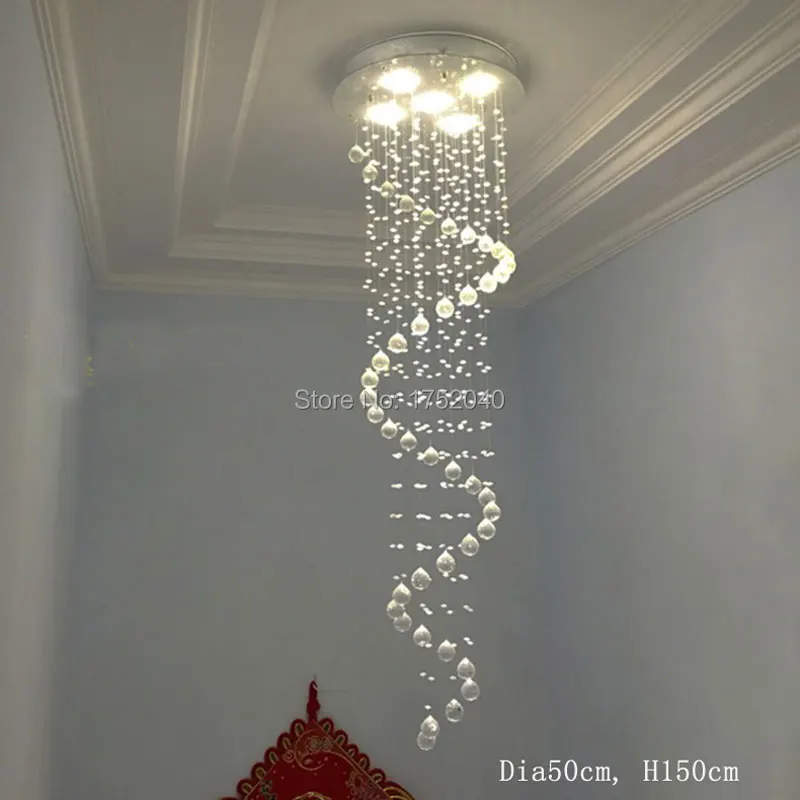 Хрустальная люстра лампа для лестницы длинный подвесной винтовой светильник