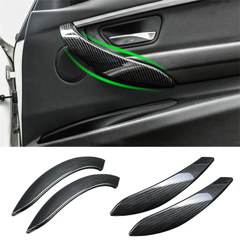 4Pcs Car Inner Handle Interior Door Panel Pull Trim Cover ABS Carbon Fiber Style left Right For BMW 3-series F30 F34 2013~2018 | Автомобили