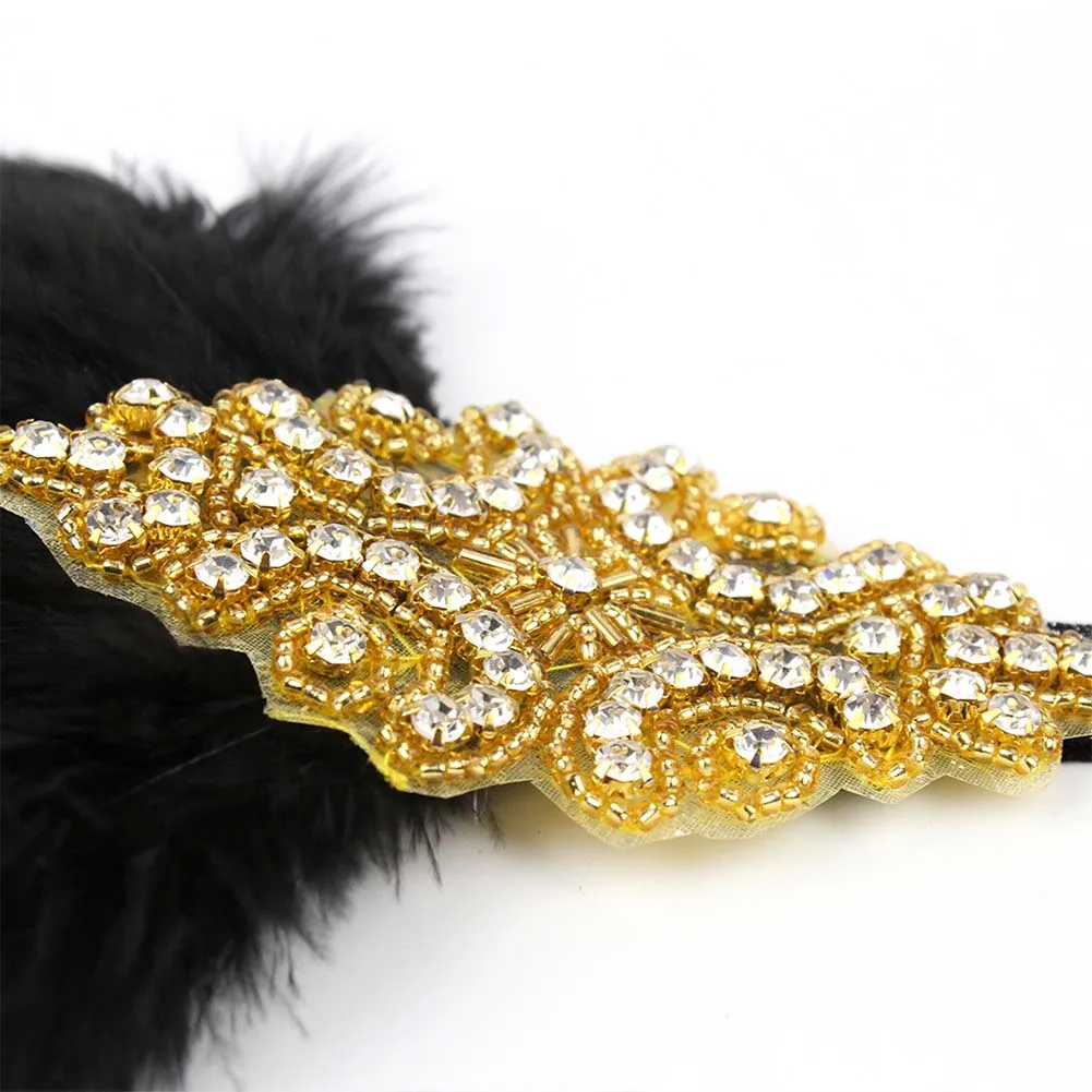 Fashion Vintage Women Ladies Feather Rhinestone Headpiece Flapper Headband Carnival Hair Band | Украшения и аксессуары