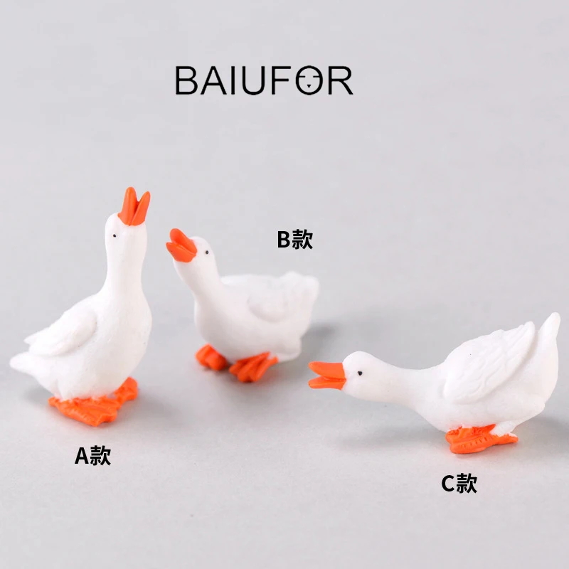 BAIUFOR животные миниатюрные пасторальные стили милые белые утки статуэтки для
