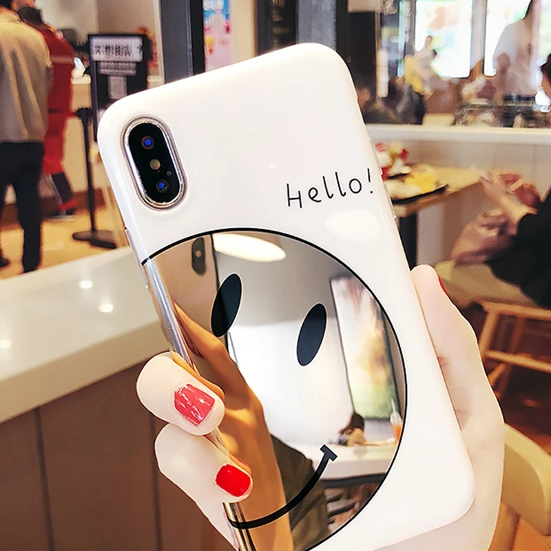 Корейский стиль ins популярные зеркало смайлик для iPhoneX мобильного телефона