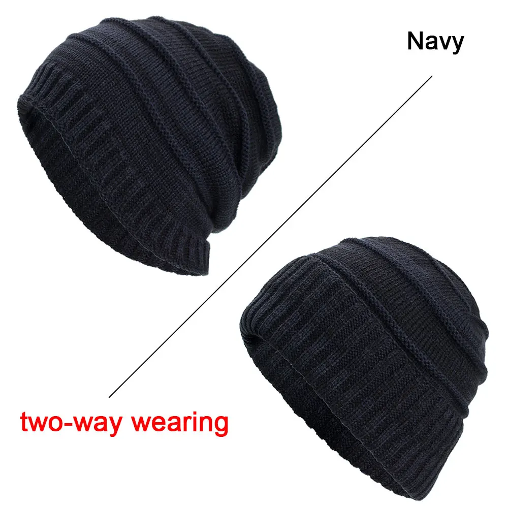 Navy Joymay, двухсторонние зимние шапочки, шапка бесформенного цвета, унисекс, простая теплая мягкая вязаная шапка с черепом, шапки, ewm085 - Цвет: Navy