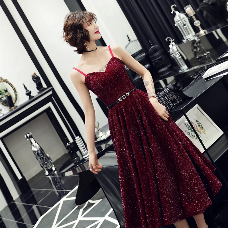 

2021 Vestido De Festa New Design Sexy Formal Dress Burgundy Sweetheart Long Evening Dresses Reflective Dress LF212