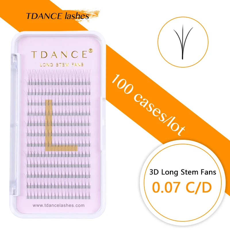TDANCE 100 шт/партия наращивание ресниц Длинные Стволовые предварительно сделанные