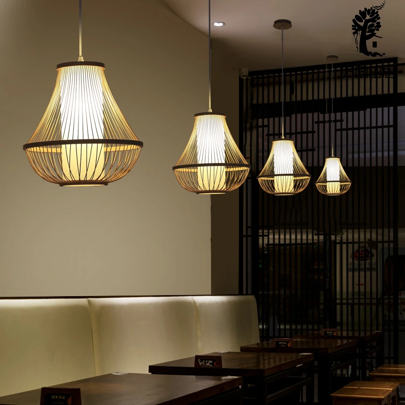 Бамбуковые подвесные лампы в форме большой лампочки подвесной светильник ручной