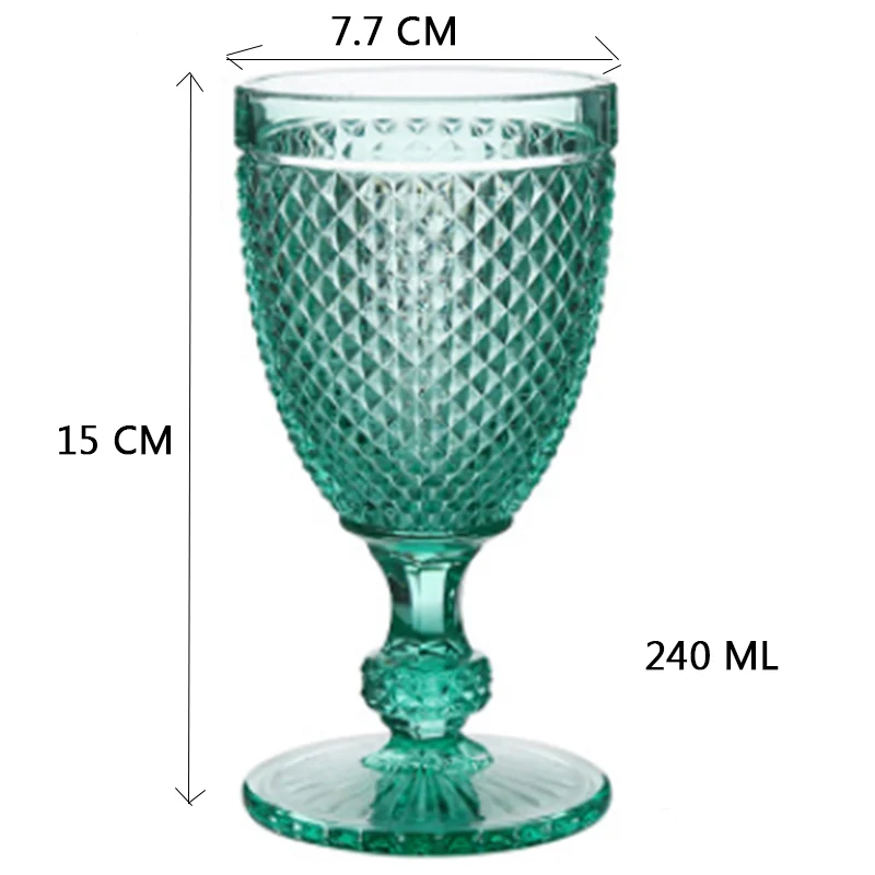 240ml Blue Свадебные бокалы для шампанского, вечерние бокалы для сока, креативные европейские бокалы с рельефным бриллиантом, не содержит свинец, утолщенные стеклянные дизайны с гравировкой - Цвет: 240ml Blue