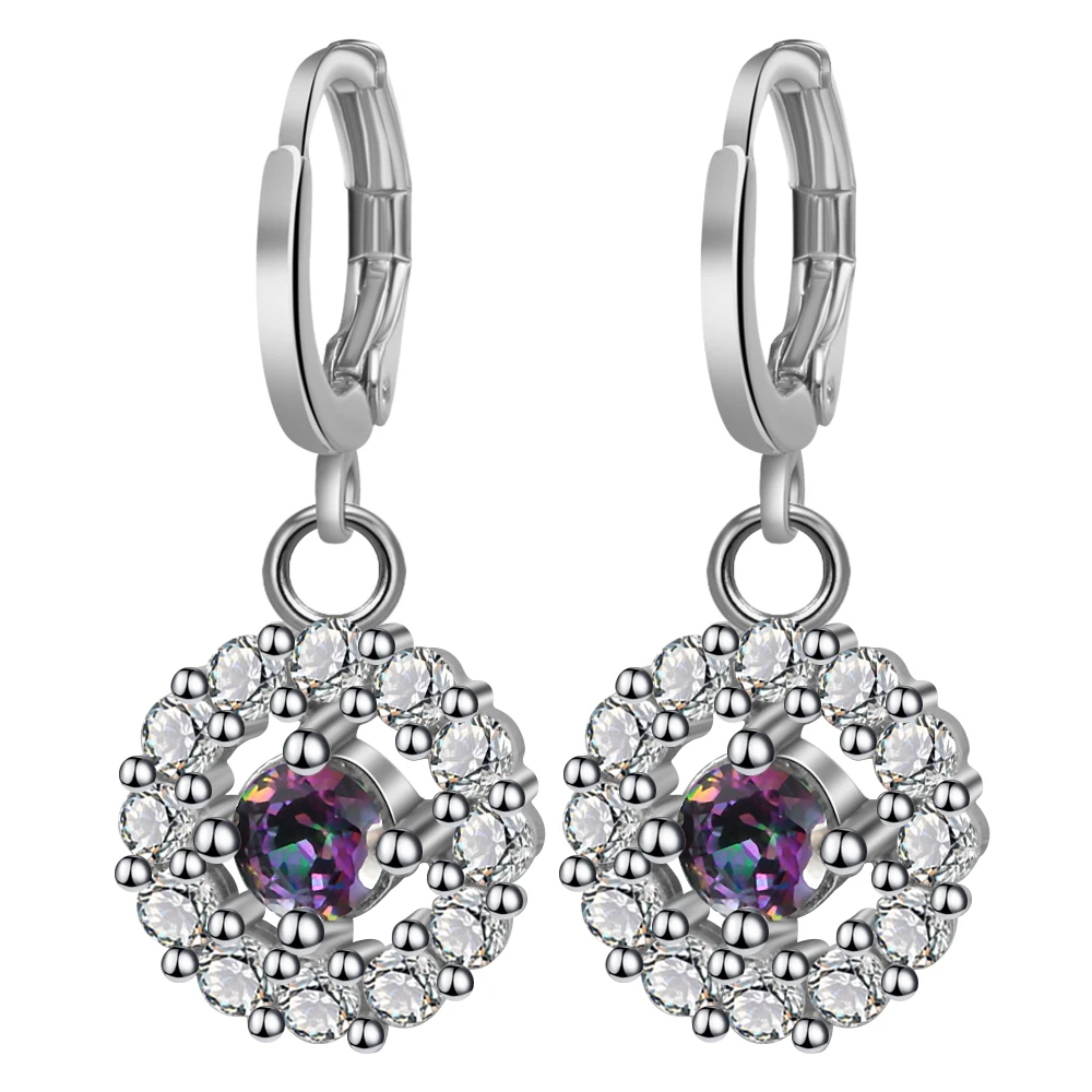 

New Fashion Drop Earrings hollow Jewelry Trendy Silver Color Rainbow Austrian Crystal Earring Snow Shaped Wedding For Women Gift
