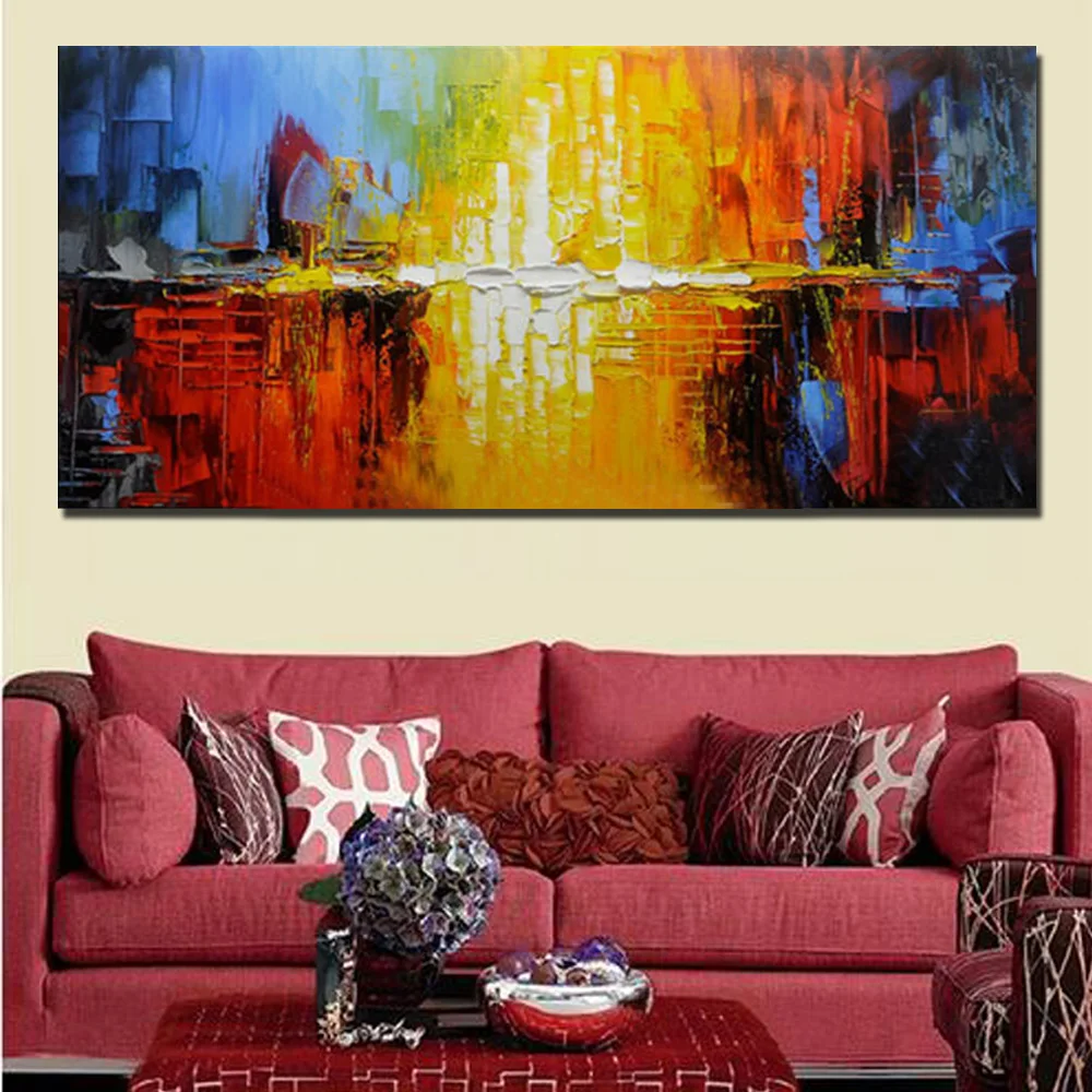

Hand Painted Modern Abstract Thick Impasto Colorful Canvas Oil Painting Wall Art Picture Gift Living Room Home Decor No Framed