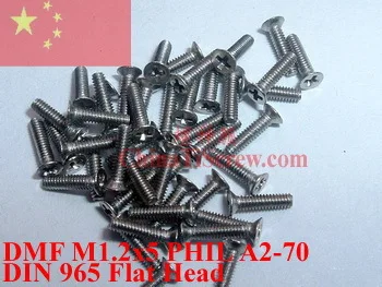 

DIN 965 stainless steel screws M1.2x5 Flat Head Phillips driver A2-70 ROHS 100 pcs Polished
