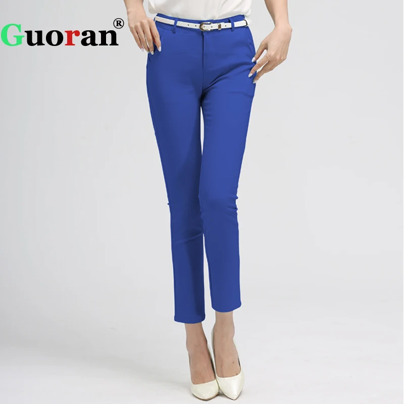 {Guoran} женские узкие брюки офисные повседневная обувь ботильоны длина мотобрюки 2XL