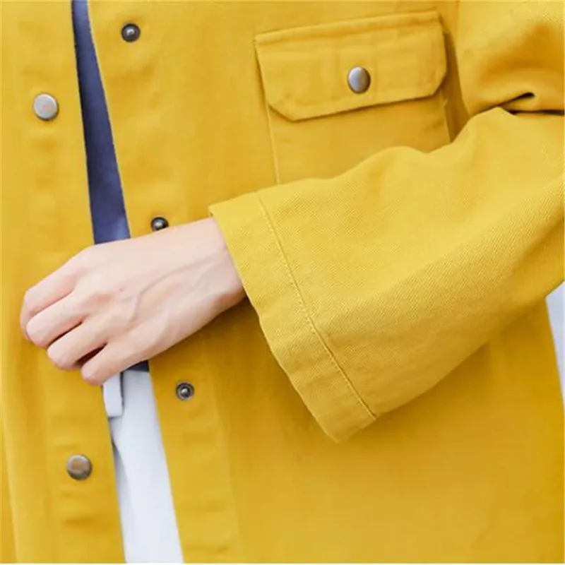 

Fashion Long Sleeves Casual Denim Shirt Women Spring Autumn Loose Thin Coat Solid Color