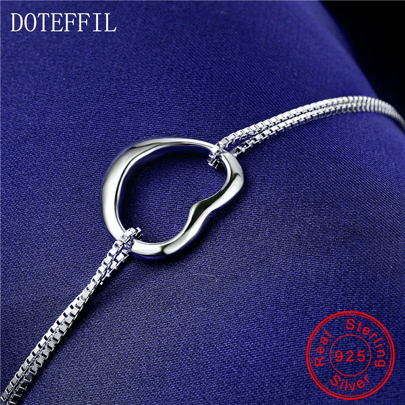 DOTEFFIL 925 Sterling Silver Box Chain Heart Bracelet For Woman Wedding Engagement Jewelry | Украшения и аксессуары