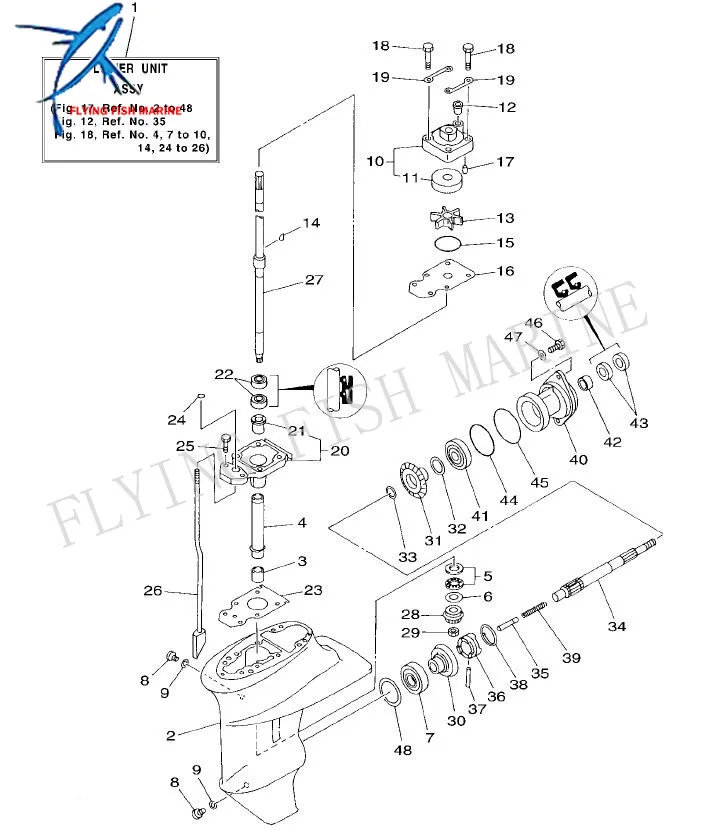 Лодочный мотор 63V 45315 A0 нижняя упаковка корпуса/прокладка для Yamaha 9.9hp 15hp F15 15F T9.9