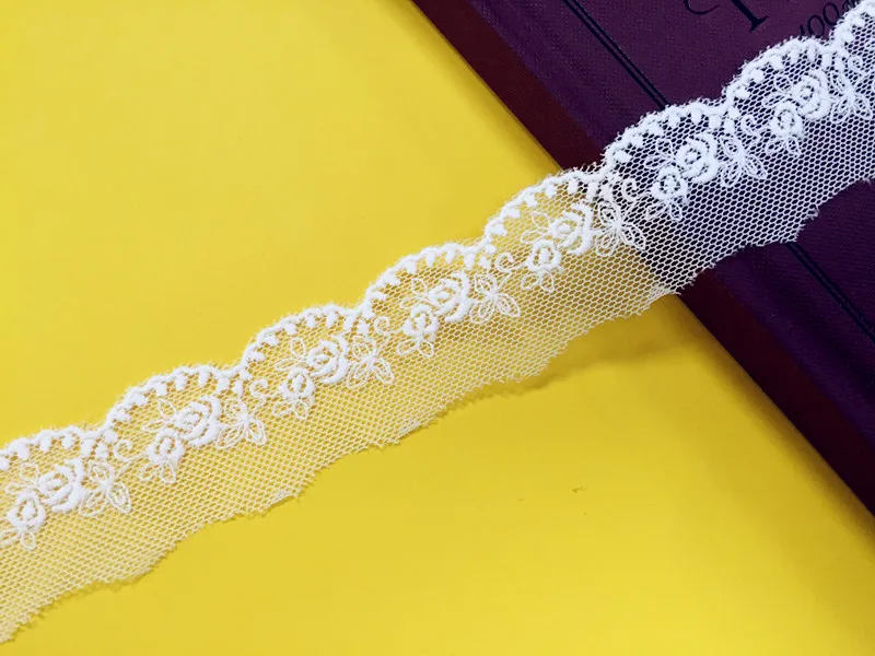 

3cm 1.18" wide 20 yard ivory gauze mesh tulle embroidered tapes lace trim ribbon clothing dress skirt fabric QL4K140