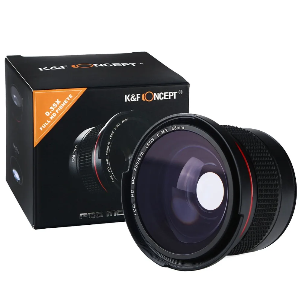 K & F CONCEPT 58 мм 0.35X HD рыбий глаз широкоугольный объектив + макрообъектив крупным