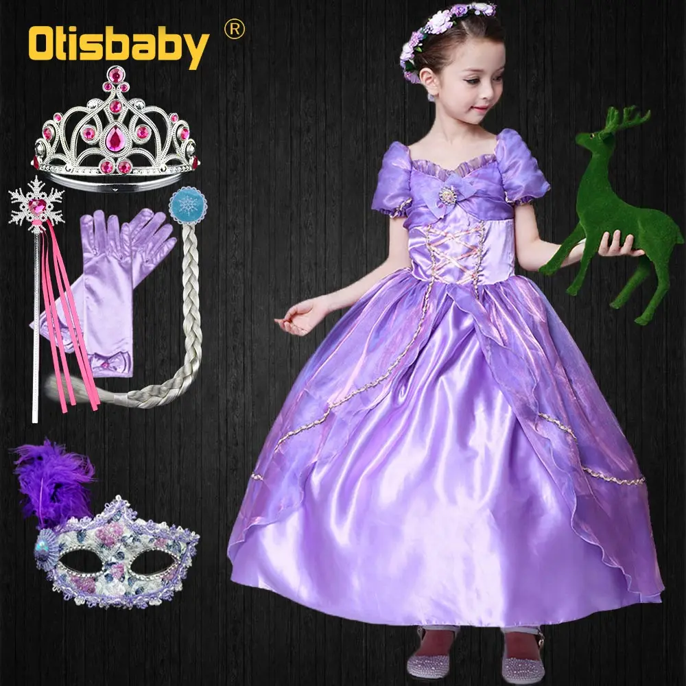 Детский костюм Рапунцель с цветочным принтом для вечеривечерние на день