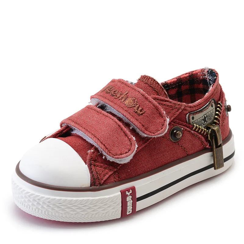Autumn Children Canvas Shoes Girls Sneakers Childrens Boy Side Zipper Denim Kids Toddler Casual Flats 19-37# | Детская одежда и