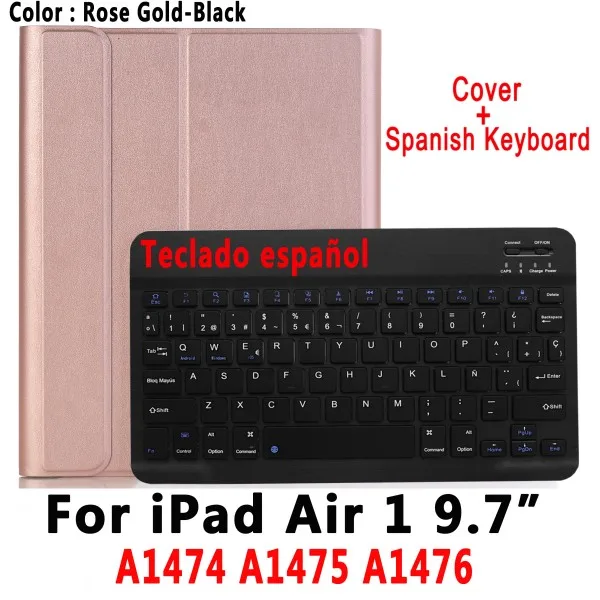For iPad Air 1 Испанская клавиатура чехол для Apple iPad 9,7 6th 5th Generation Air/Air 2/Pro 9,7 A1822 A1823 A1954 A1566 A1673 держатель для карандашей - Цвет: For iPad Air 1