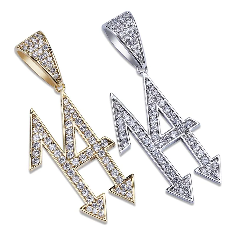 MISSFOX/хип хоп колье с надписью Lucky Number 14 и Men'S Name Позолоченное 3663 Льдом Из фианита