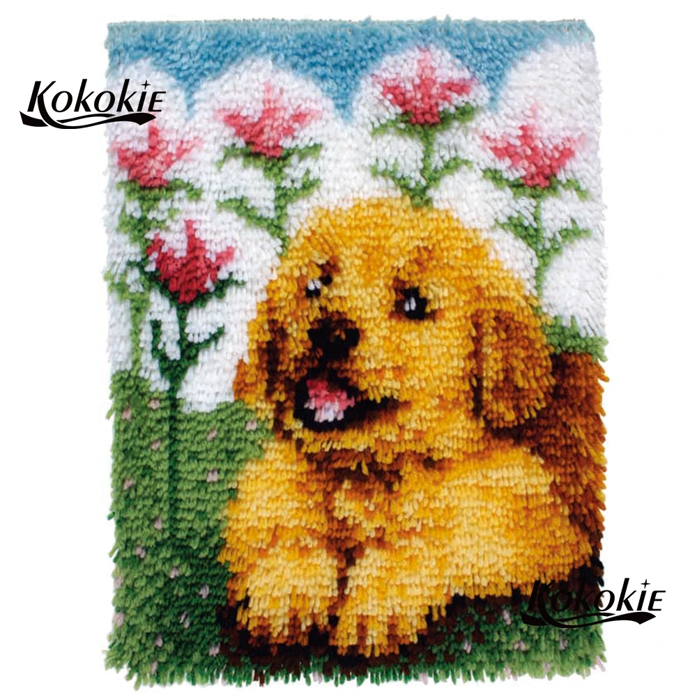 

diy tapijt latch hook kit rug canvas 3d printing dog crochet tapis handwerken knooppakket diy carpet embroidery Handmade decor