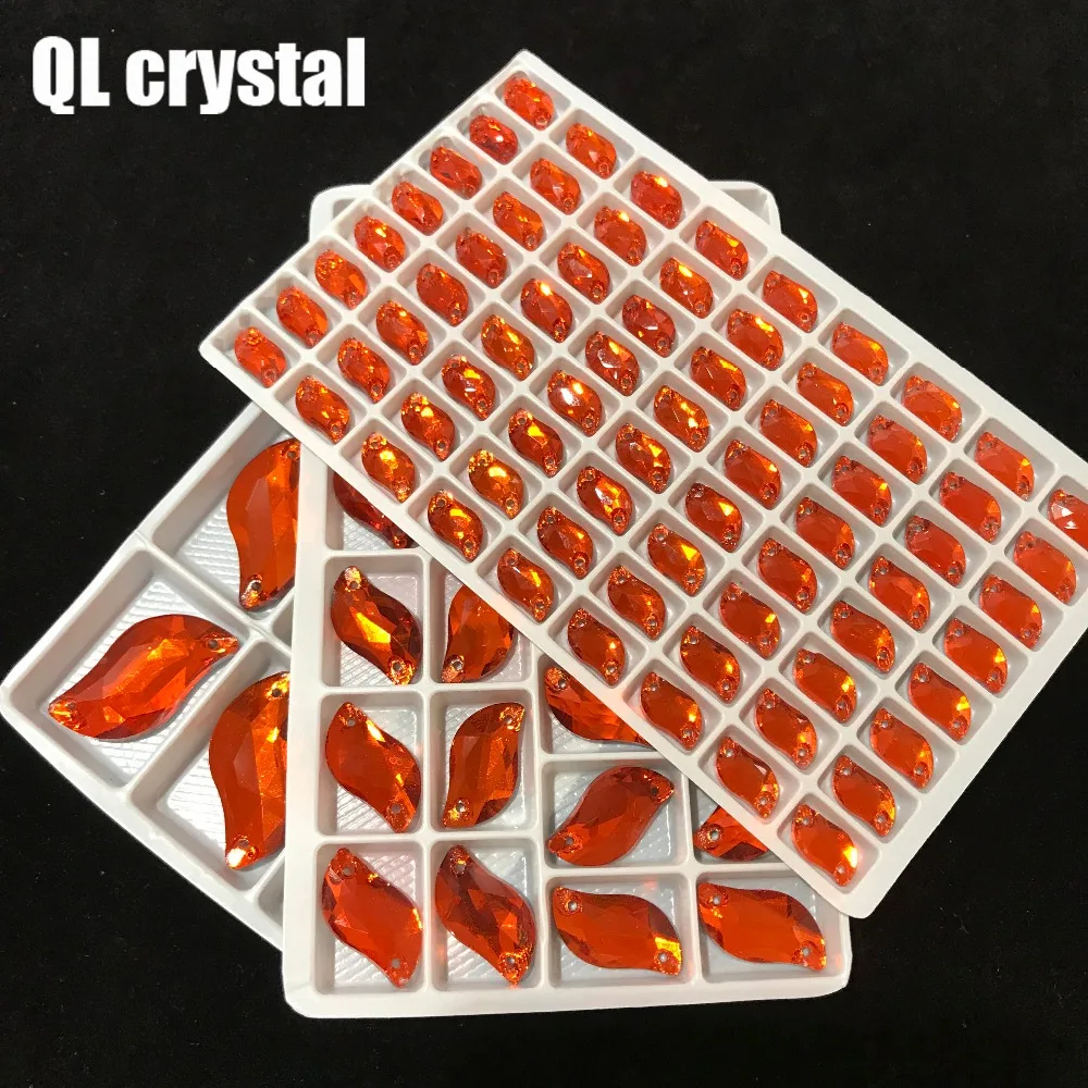 Стразы QL с кристаллами все размеры оранжевые красные s-образные Пришивные