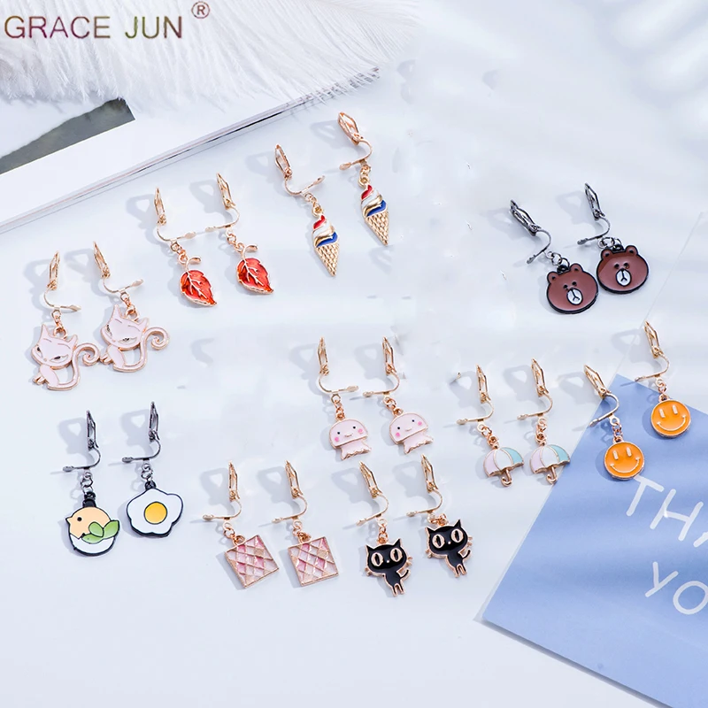 Бренд GRACE JUN маленькие серьги клипсы без пирсинга для женщин и детей милые