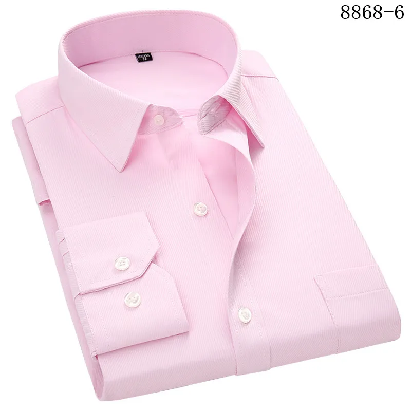 4XL 5XL 6XL 7XL 8XL большой размер мужская деловая Повседневная рубашка с длинными рукавами белая синяя Черная умная мужская деловая рубашка плюс - Цвет: 8868-6 Twill Pink
