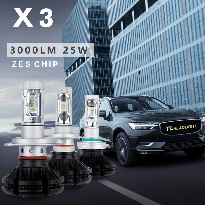 LARATH 3 Цвета X3 зэс H4 H7 светодиодный фар автомобиля Авто противотуманных 4300 K/6000 K/8000 K