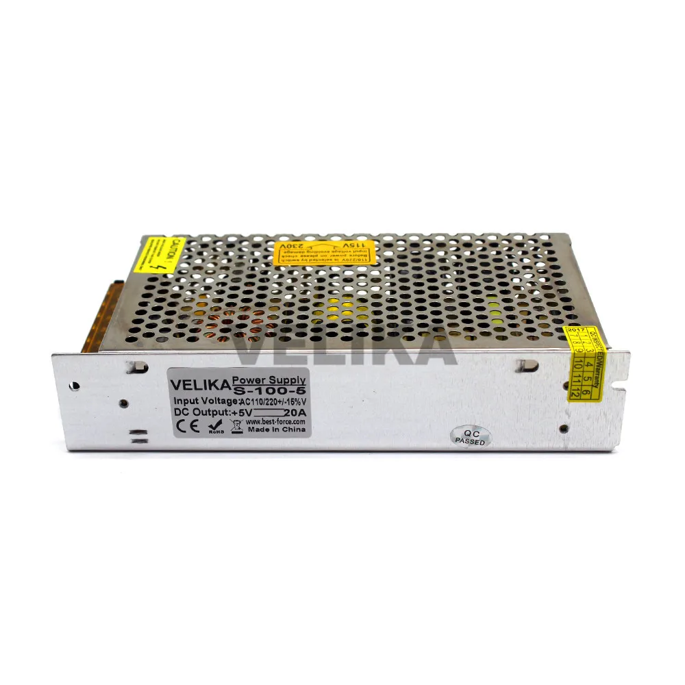 Одиночный выход DC5V импульсный источник питания 20A 100 Вт AC DC 5 в SMPS для светодиодных