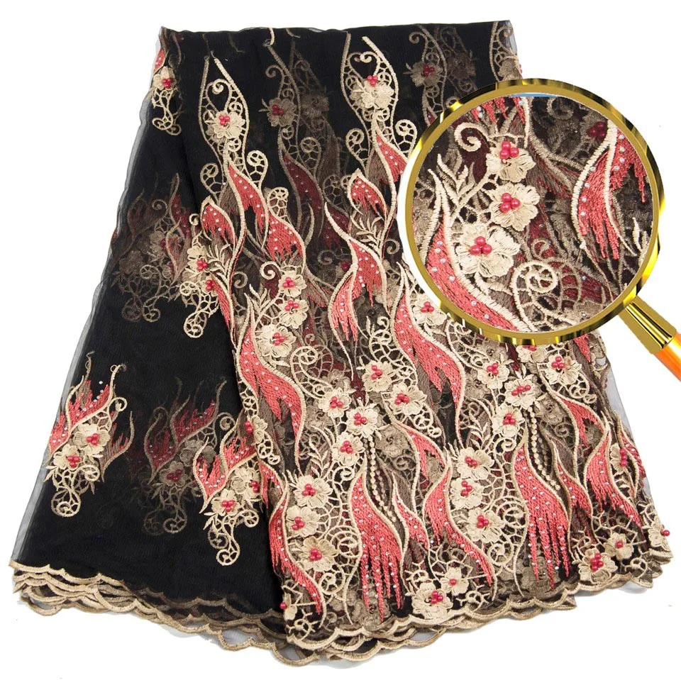 Высококачественная французская кружевная ткань в нигерийском стиле вышитая