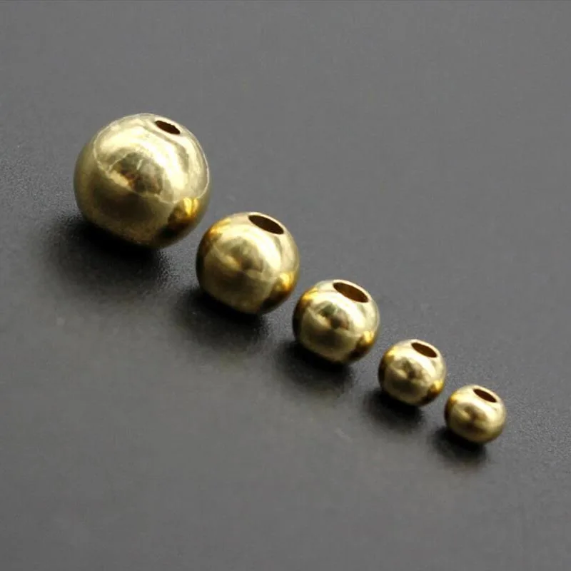 100pcs Original Brass Round Ball Space Beads 3mm 4mm 5mm 6mm Bracelets Loose Charm Bead for DIY Necklace Jewelry Making Supplier