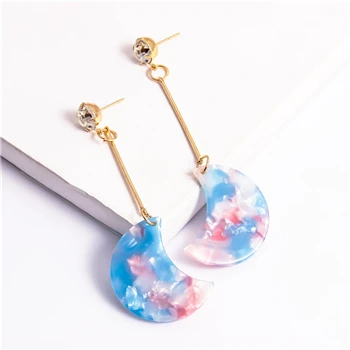 20 Donarsei Fashion ZA Crescent Leopard Acrylic Earrings For Women Boho Acetate C U Shape Drop Dangle Earrings Statement Jewelry - Окраска металла: 20