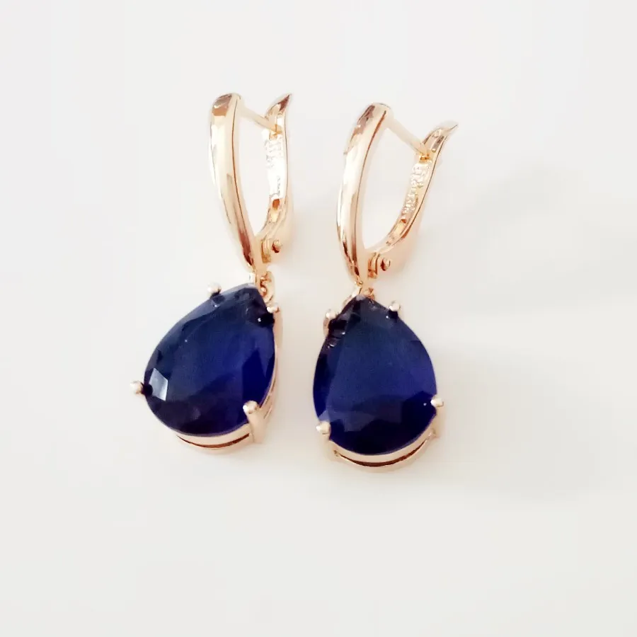 Royal blue Длинные висячие серьги 585, Золотые серьги, офисный стиль, зеленый кубический циркон, новые модные висячие серьги, женские серьги - Окраска металла: Royal blue