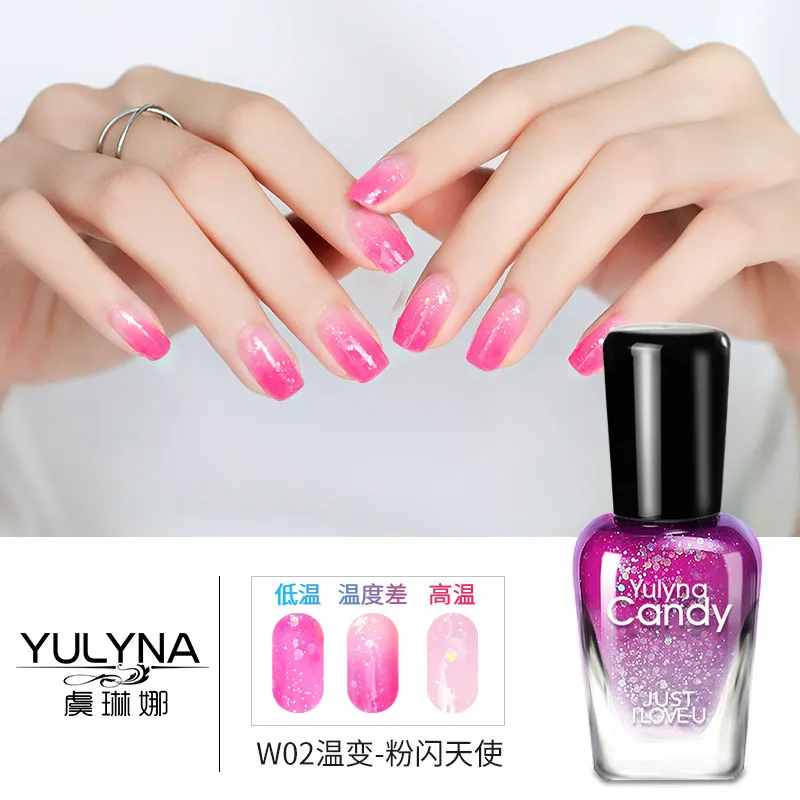 YULINA Thermal Nail Polish Temperature Color Changing Water-based Varnish Shimmer Lacquer Long Lating Quick Drying | Красота и