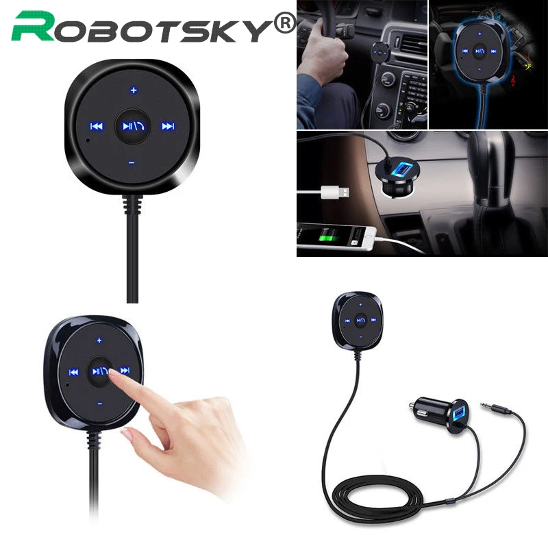 

Bluetooth 4,0 беспроводной музыкальный приемник 3,5 мм адаптер громкой связи Автомобильный AUX динамик bluetooth автомобильный комплект 2.1A USB Автомобил...