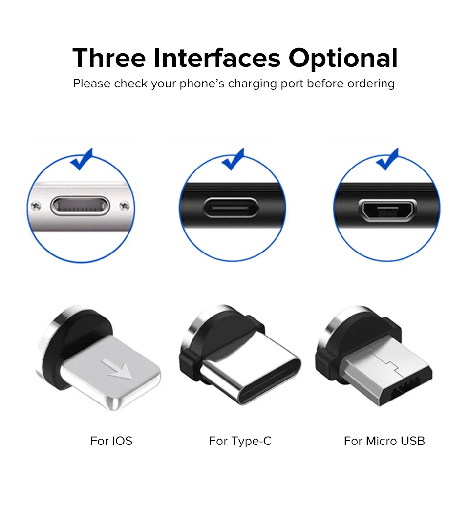 Магнитный кабель Venroii Micro usb type-C для телефона samsung, освещение, магнитное зарядное устройство type C, зарядный провод для передачи данных для huawei Xiaomi 8