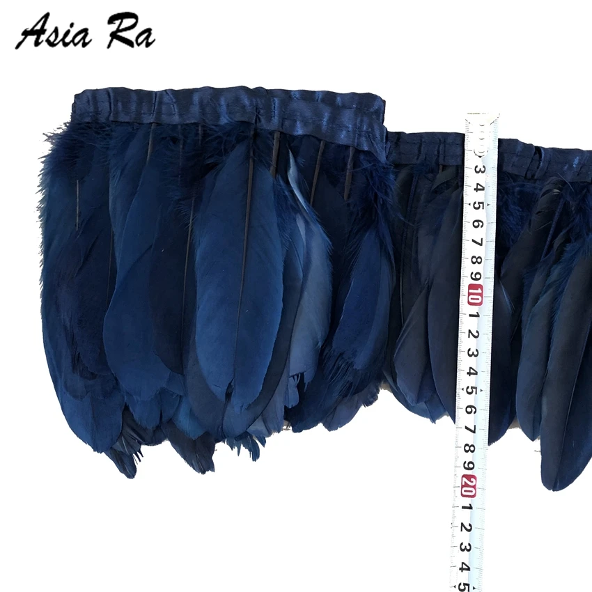 Темно-синее гусиное перо 10 метров окрашенные ленты с гусиными перьями/15-20 см