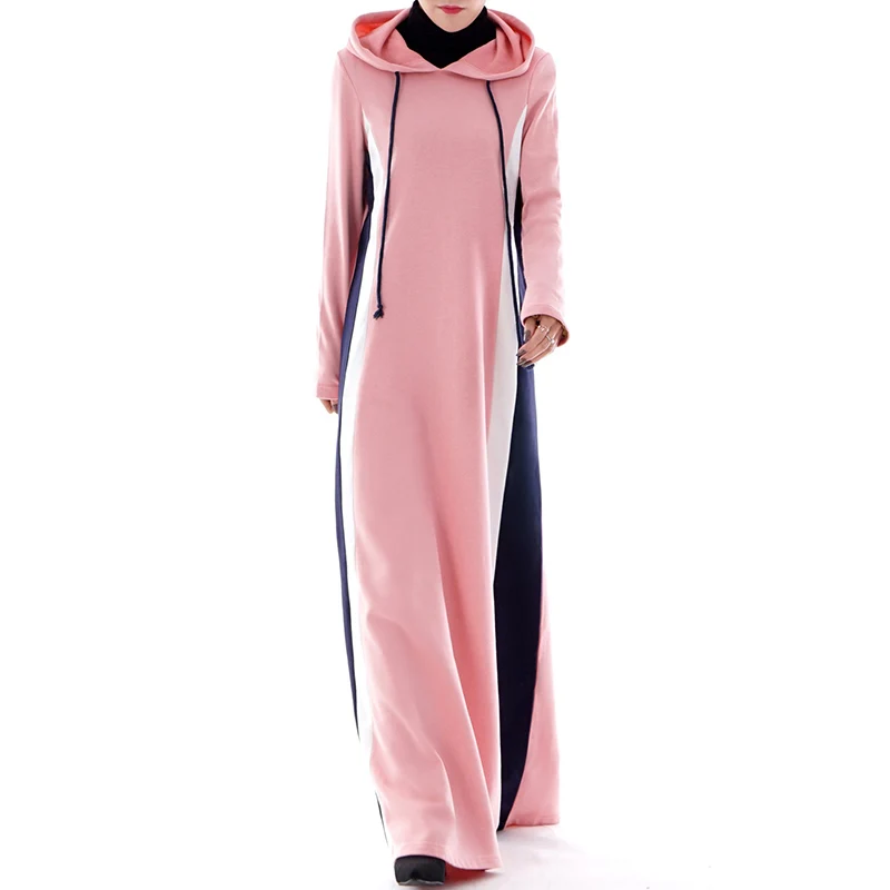 Мусульманский взрослый хит цвет с капюшоном abaya Арабский Мода Толстые теплые