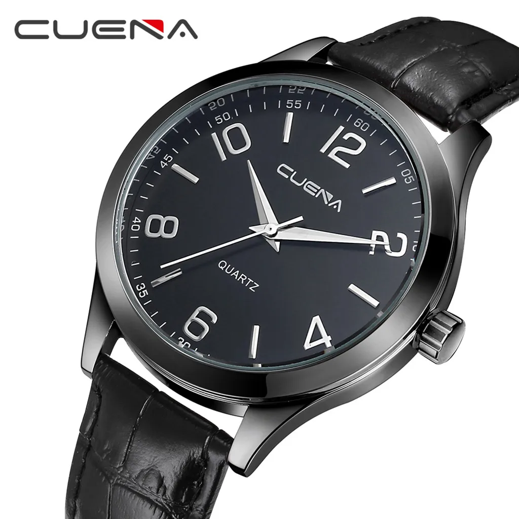 Роскошные модные мужские кварцевые аналоговые часы из искусственной кожи с