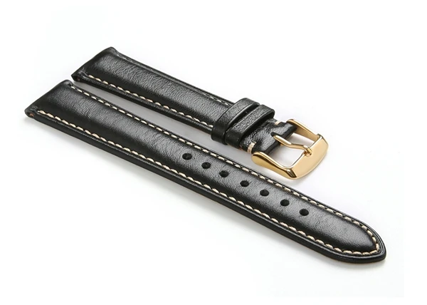 black tan golden Ремешок для часов iStrap 18 мм, 19 мм, 20 мм, 21 мм, 22 мм, черный ремешок из натуральной кожи с бежевой стежкой, розовое золото, пряжка для мужчин и женщин - Цвет ремешка: black tan golden