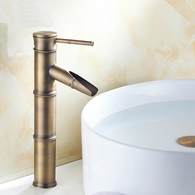 Смеситель для раковины в европейском стиле черный медный бамбуковый античный