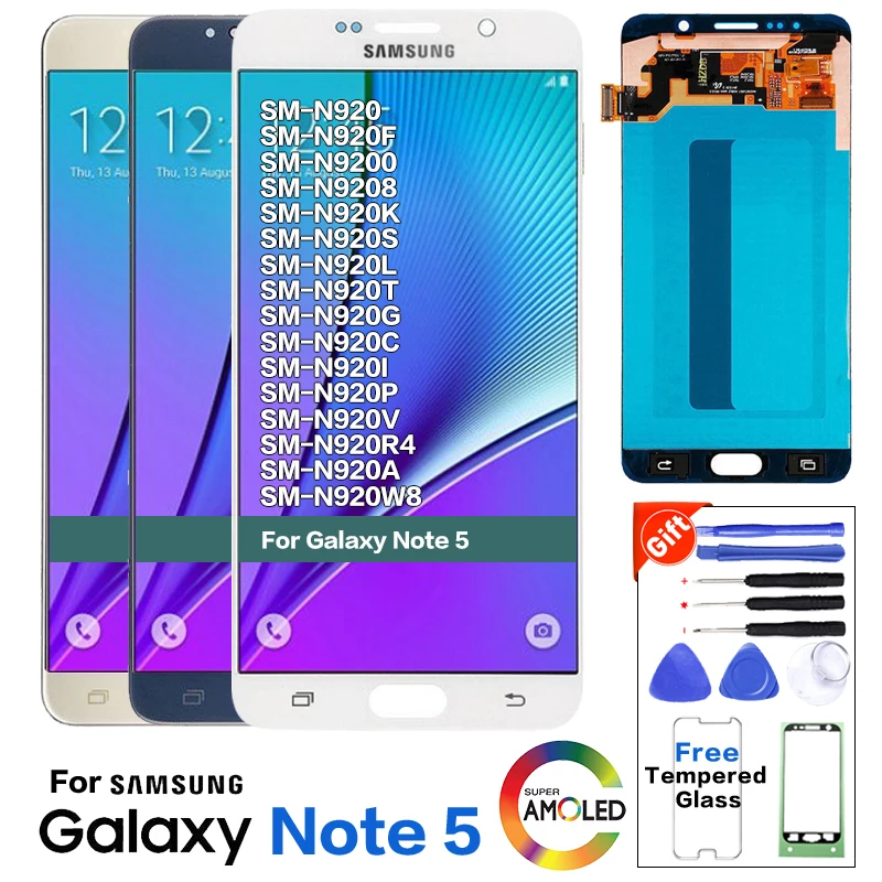 Для samsung Galaxy NOTE 5 N920 N920F ЖК-дисплей кодирующий преобразователь сенсорного экрана в сборе Note5 Замена 5,7 дюймовый ЖК-дисплей с тенью