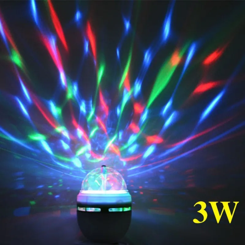 Новый E27 3 Вт RGB светодиодный светильник сценический цветной Авто вращающийся
