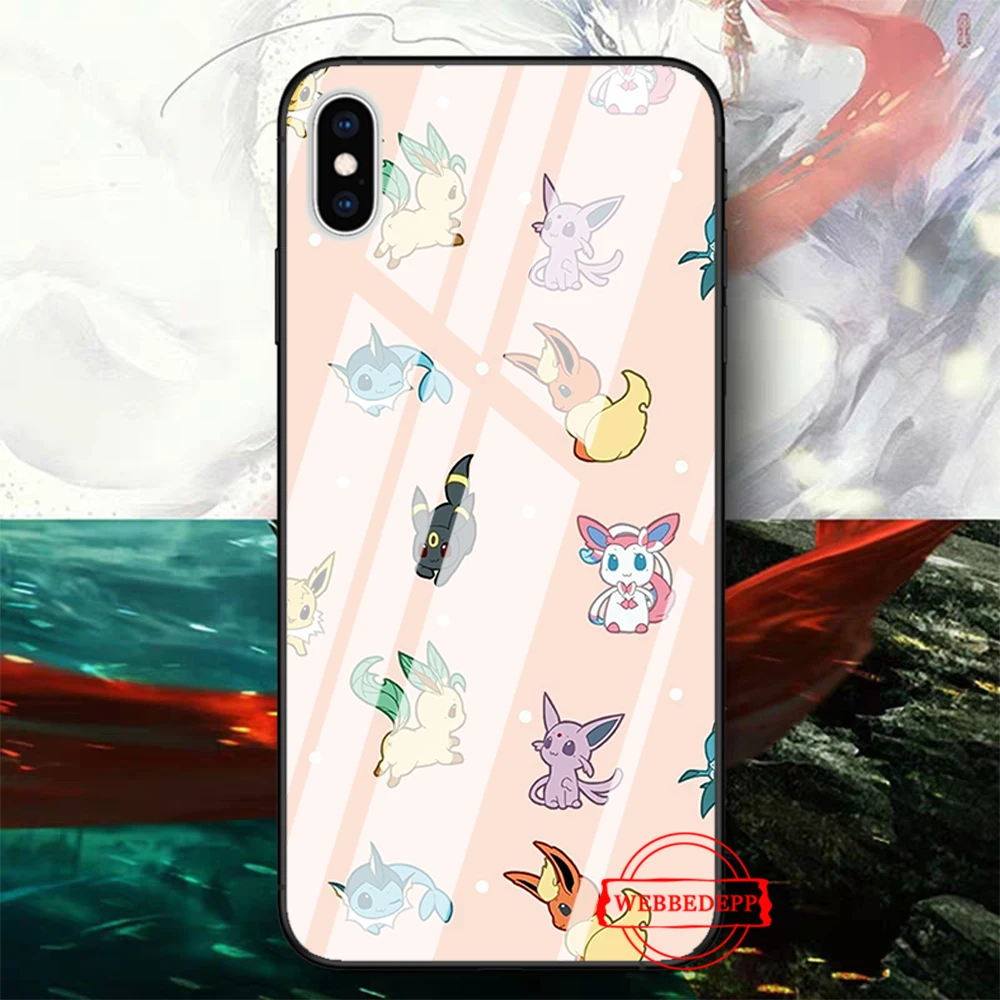TG7 Мультяшные Покемоны eevee pika стеклянный чехол для телефона для Apple iPhone 11 Pro X XS Max 6 6S 7 8 Plus 5 5S SE - Цвет: TG7