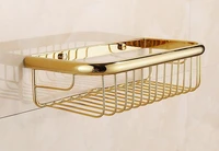 300mm polished gold color brass wall mounted bathroom shower shelf storage basket bathroom accessory mba095